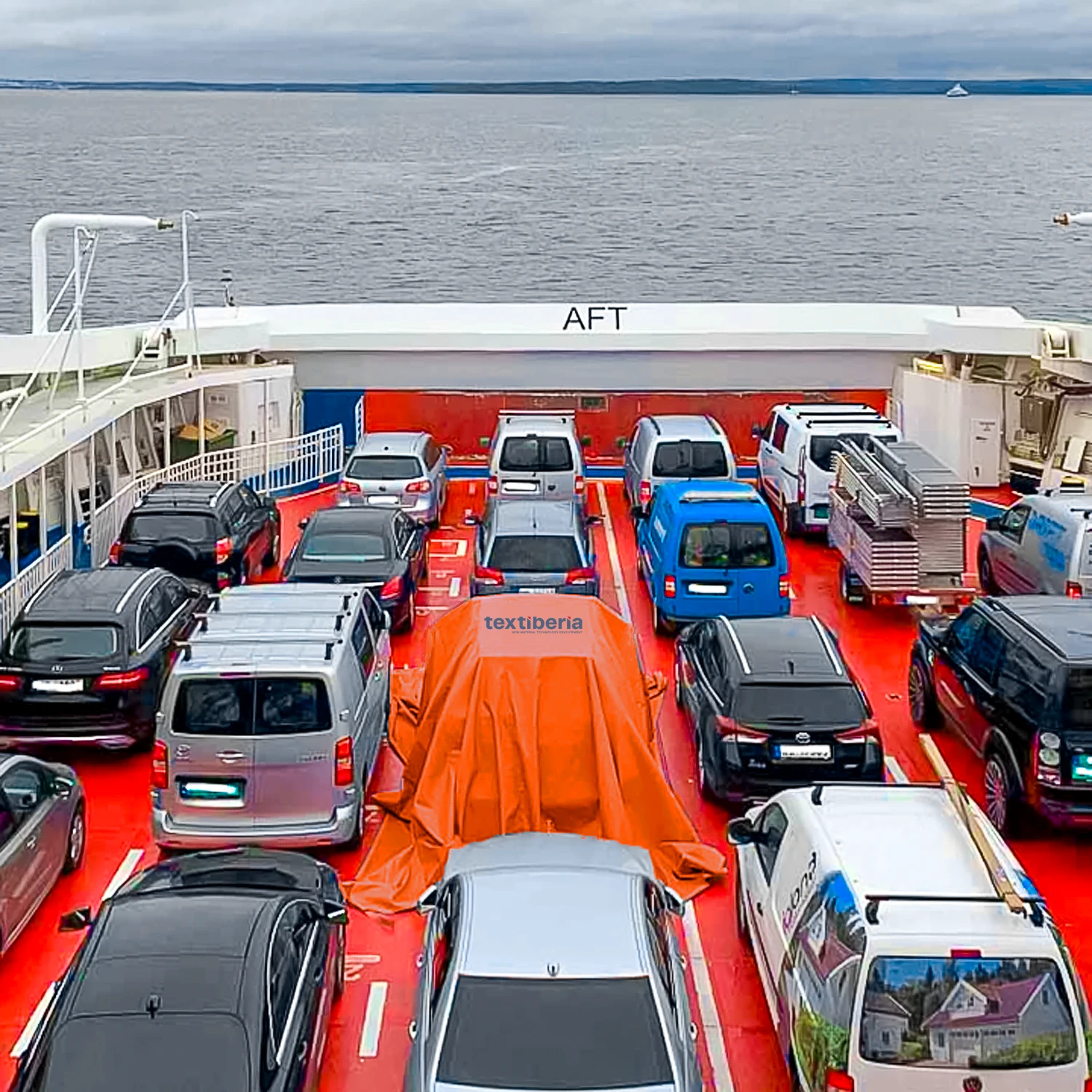 Manta High Silica ignífuga apaga fuego para coche cubriendo un coche en un ferry