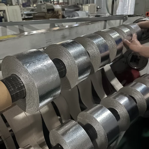 Cinta de aluminio fibra de vidrio adhesiva