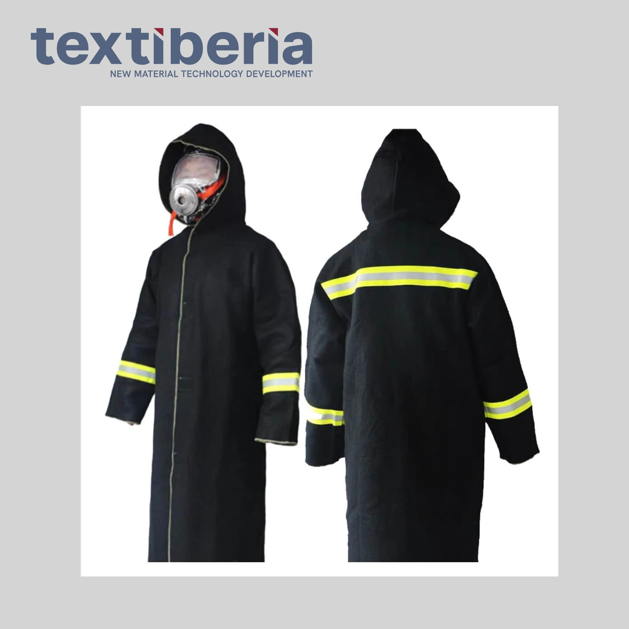 Vista frontal y trasera de epi de protección individual para el fuego